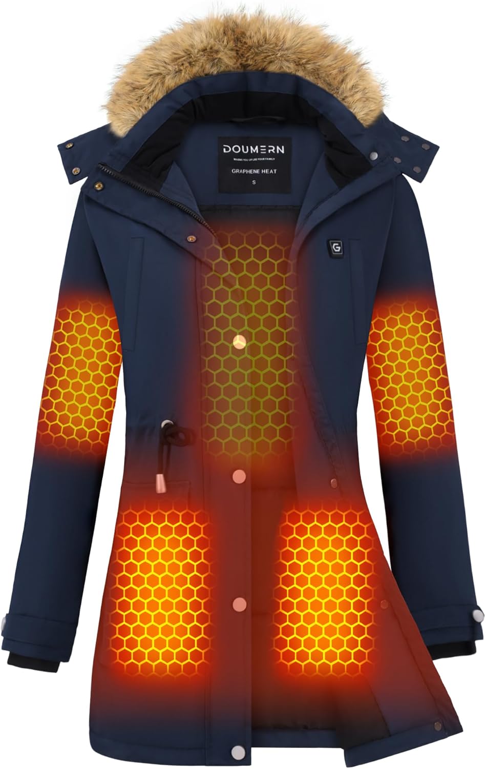 Graphene Women Heated Parka Jacket with 18400 mAh Battery Pack