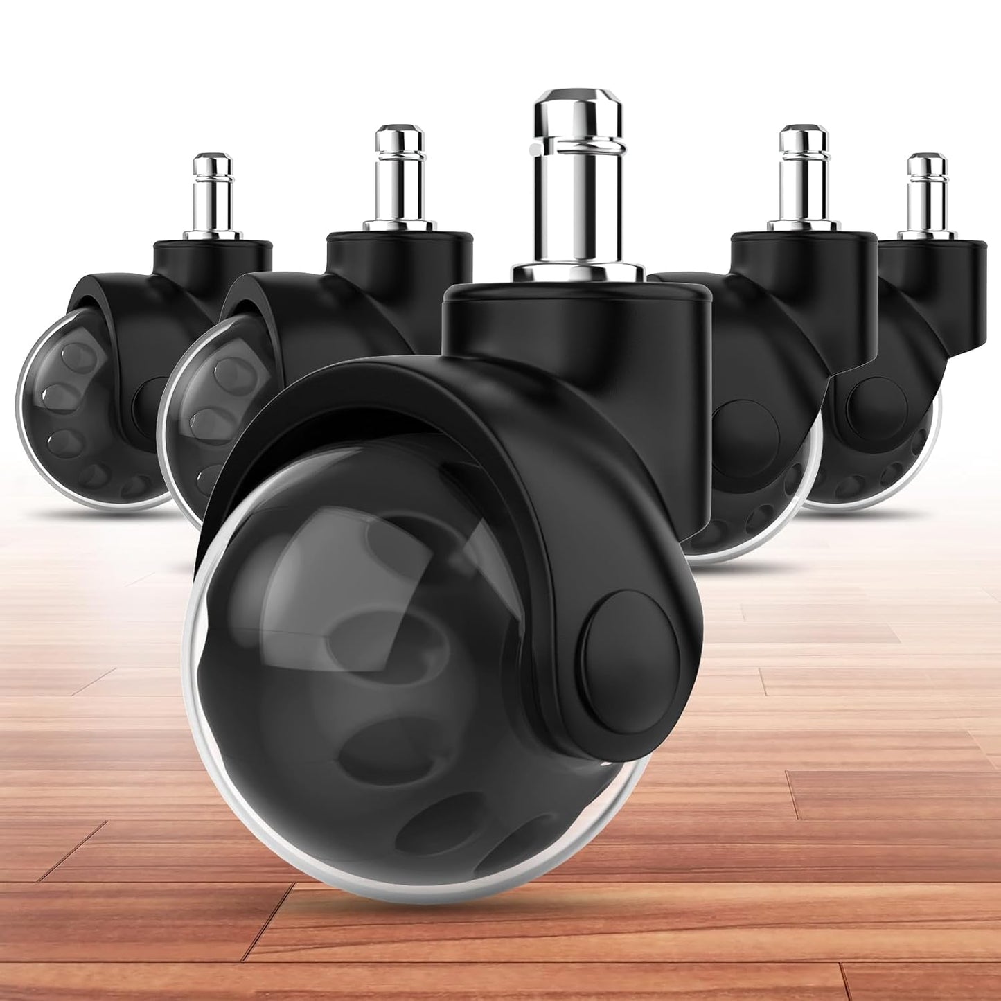 Premium Black Office Chair Casters - Quiet & Smooth Gliding