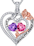 925 Sterling Silver Double Birthstone Necklace - Thoughtful Jewelry