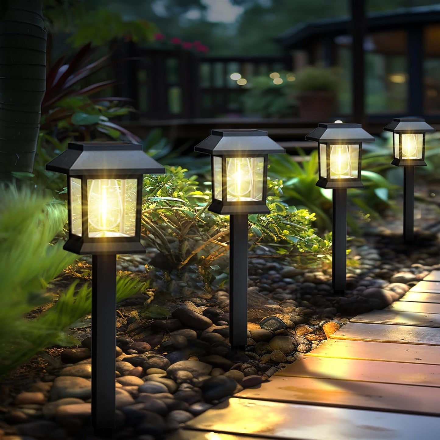 Greluna Solar Lights Outdoor for Garden Pathway and Yard Decor