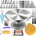Cake Decorating Kit with 11 in Aluminum Rotating Turntable - Complete