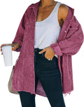 Women Oversized Corduroy Shirt Jacket Shacket - Washed Retro Style