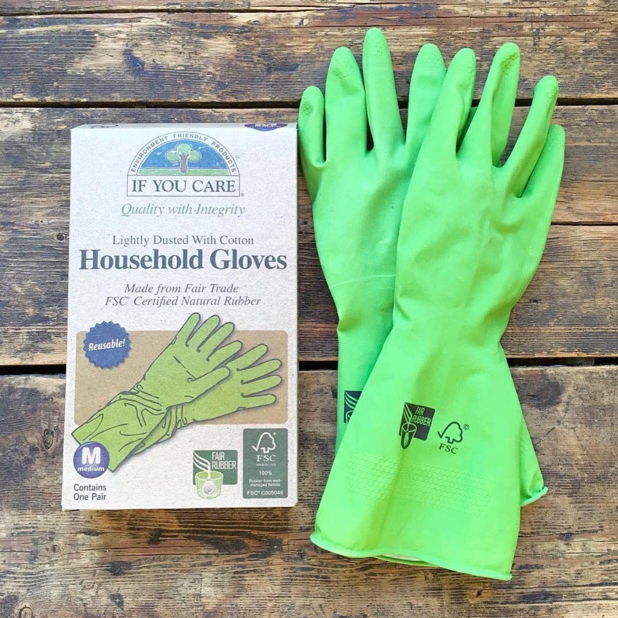 IF YOU CARE Small Green Household Gloves - Eco-Friendly 1 Pack