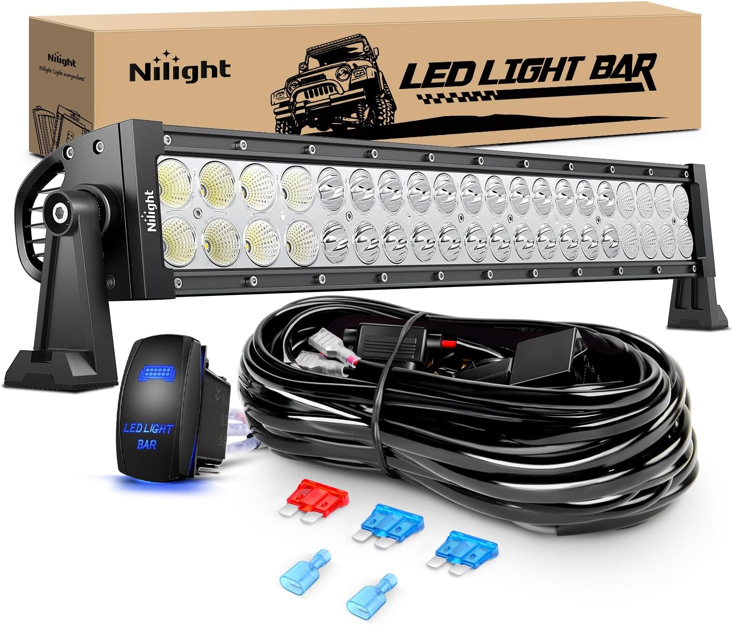 Nilight 22Inch 120W Spot Flood Combo LED Light Bar for Trucks
