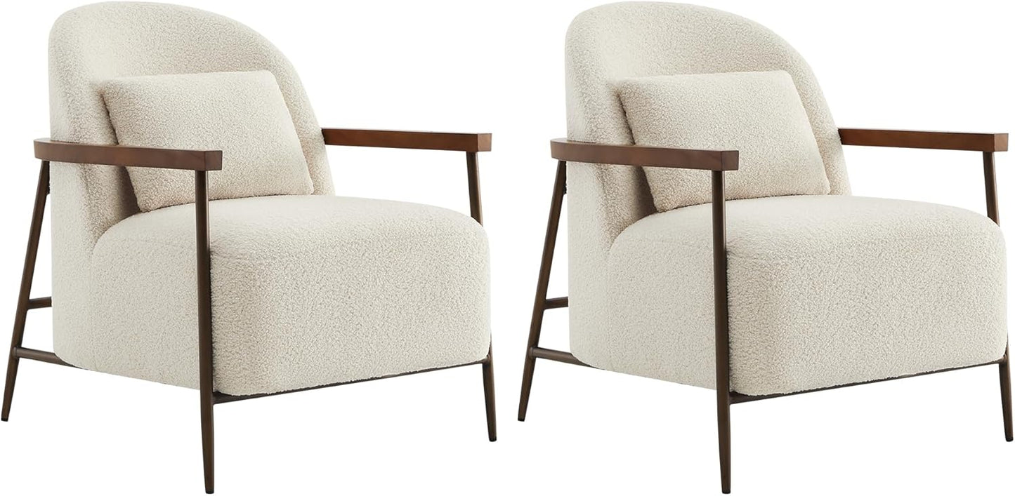 Modern Sherpa Armchairs - Set of 2