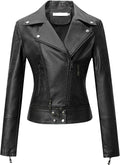 Tanming Women's Faux Leather Moto Biker Short Coat