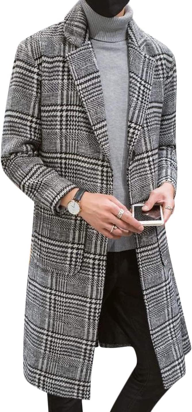 Springrain Men's Wool Blend Pea Coat for Stylish Winter Wear