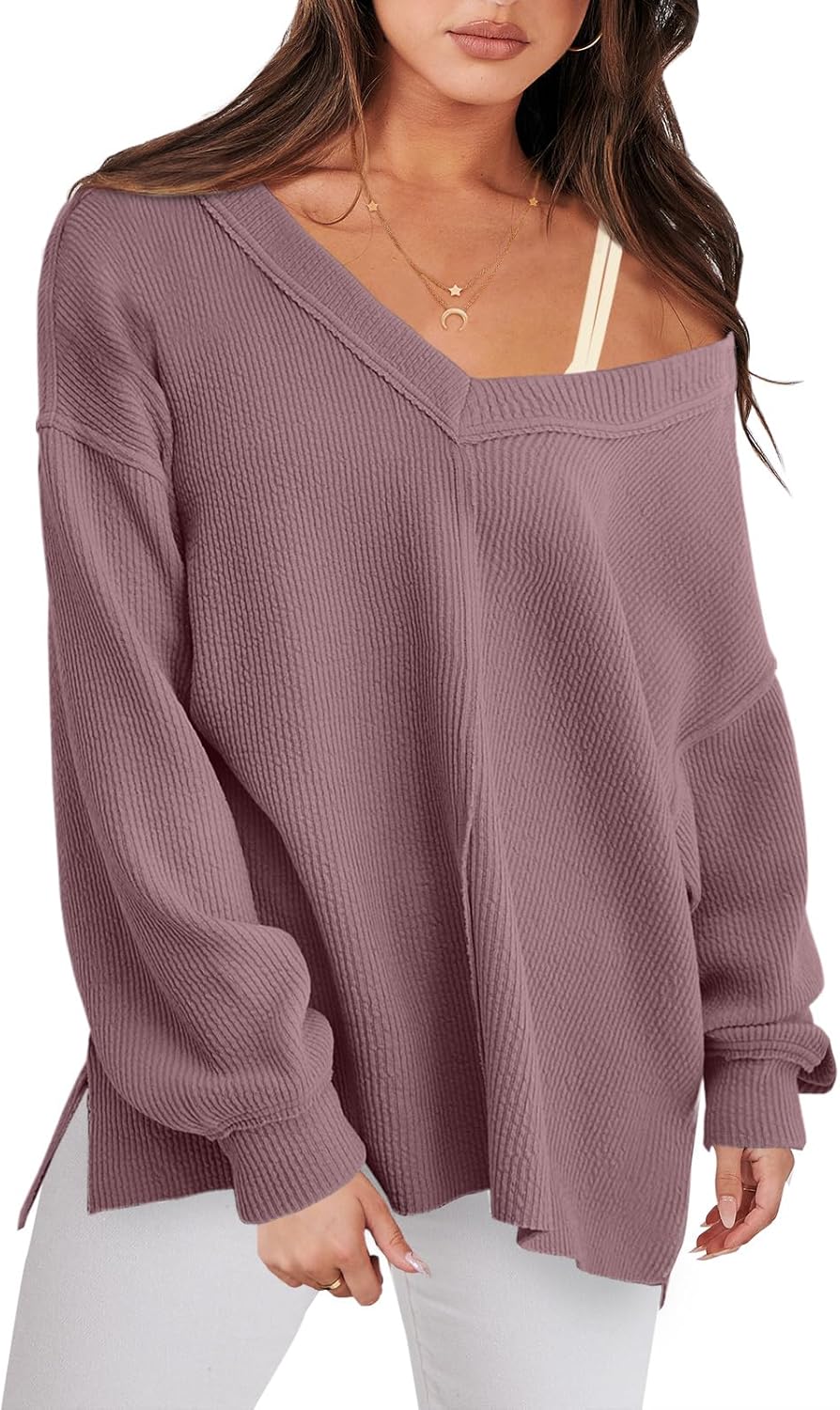 Oversized Long Sleeve Shirts for Women Off the Shoulder Style