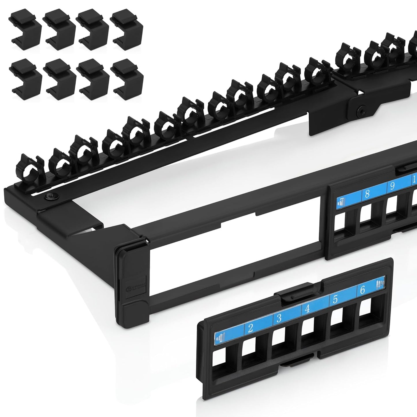 Everest 24 Port Keystone Patch Panel for Slim Profile Keystones