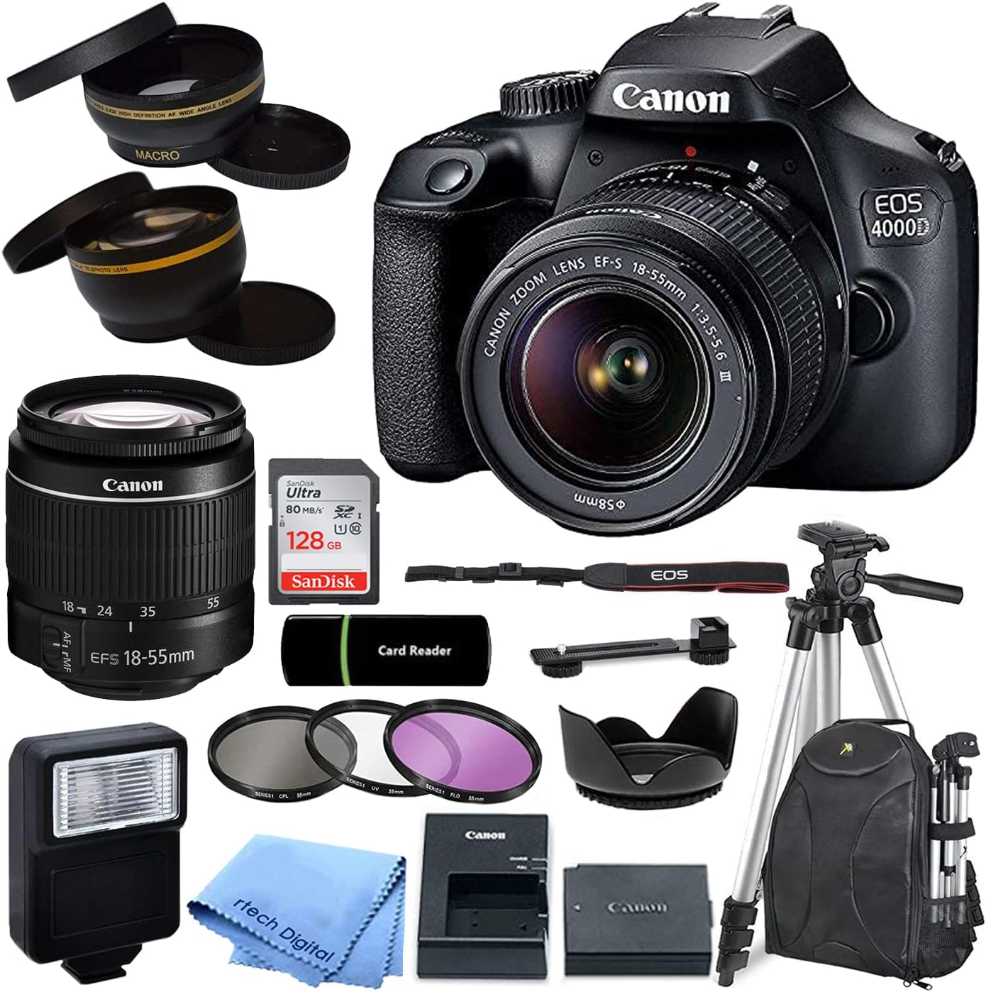 Canon EOS 4000D Bundle with 128GB Memory Card