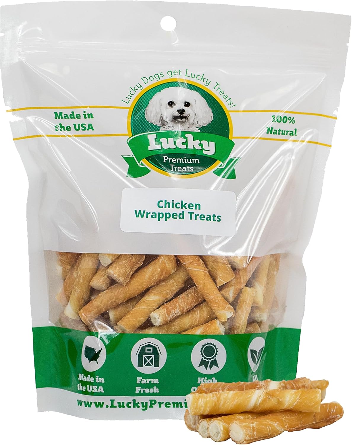 Chicken Wrapped Rawhide Dog Treats for Small Dogs Under 25 lbs