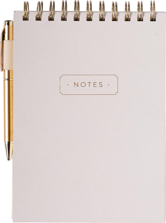 Eccolo Flexi-Cover Spiral Notebook with Pen, 240 Perforated Pages, Ideal for School & Work, Cream, 6x8.5