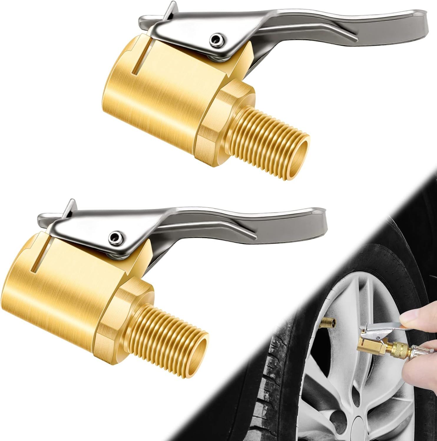 LUMITECO Brass Tire Chuck Set - Leak-Free Inflation