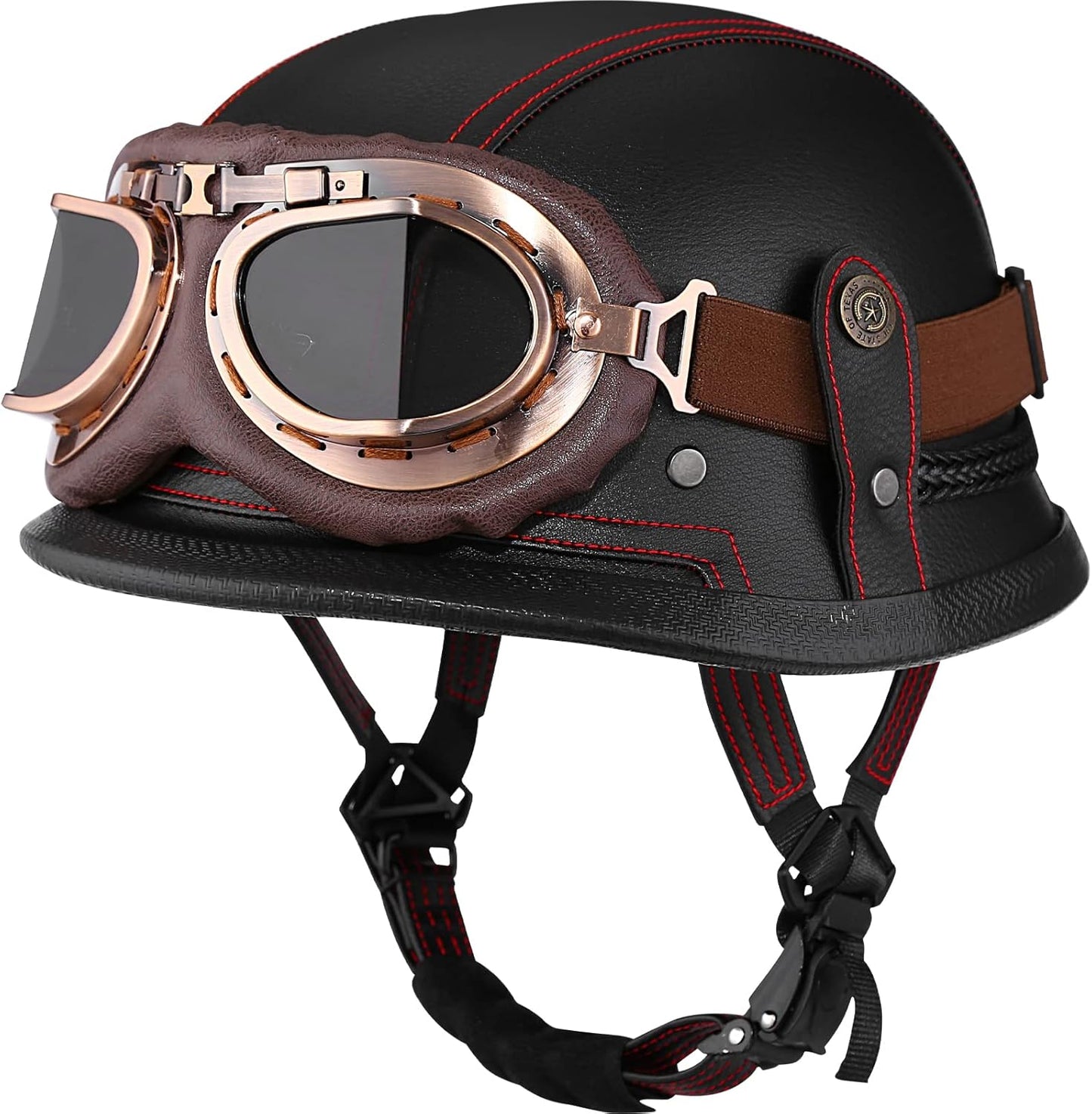 Motorcycle Half Helmet Retro German Handmade Leather Half Face