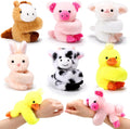 6 Pack Stuffed Animal Slap Bracelets for Kids - Cute Farm Animal Set