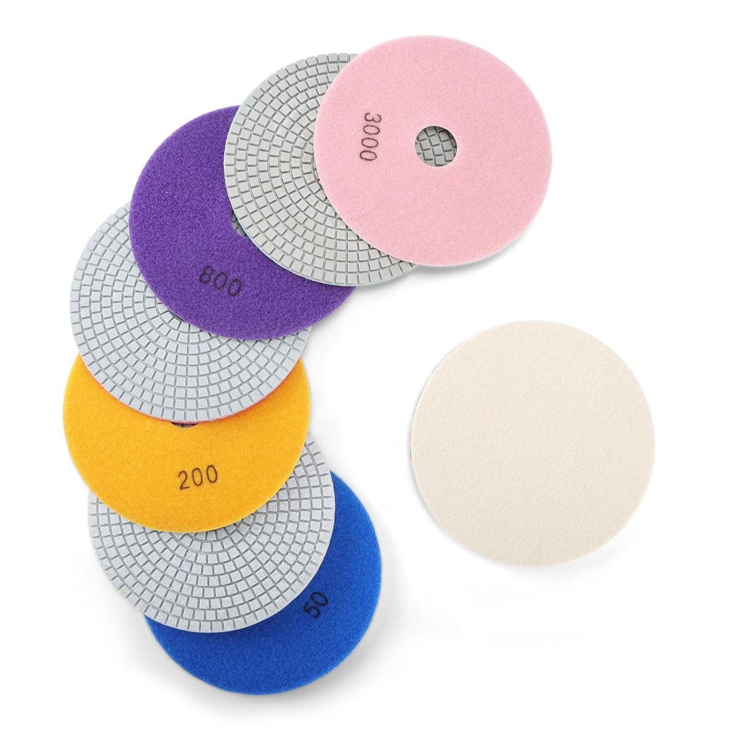 8PCS Diamond Polishing Pads for Wet/Dry Concrete Polish Tools