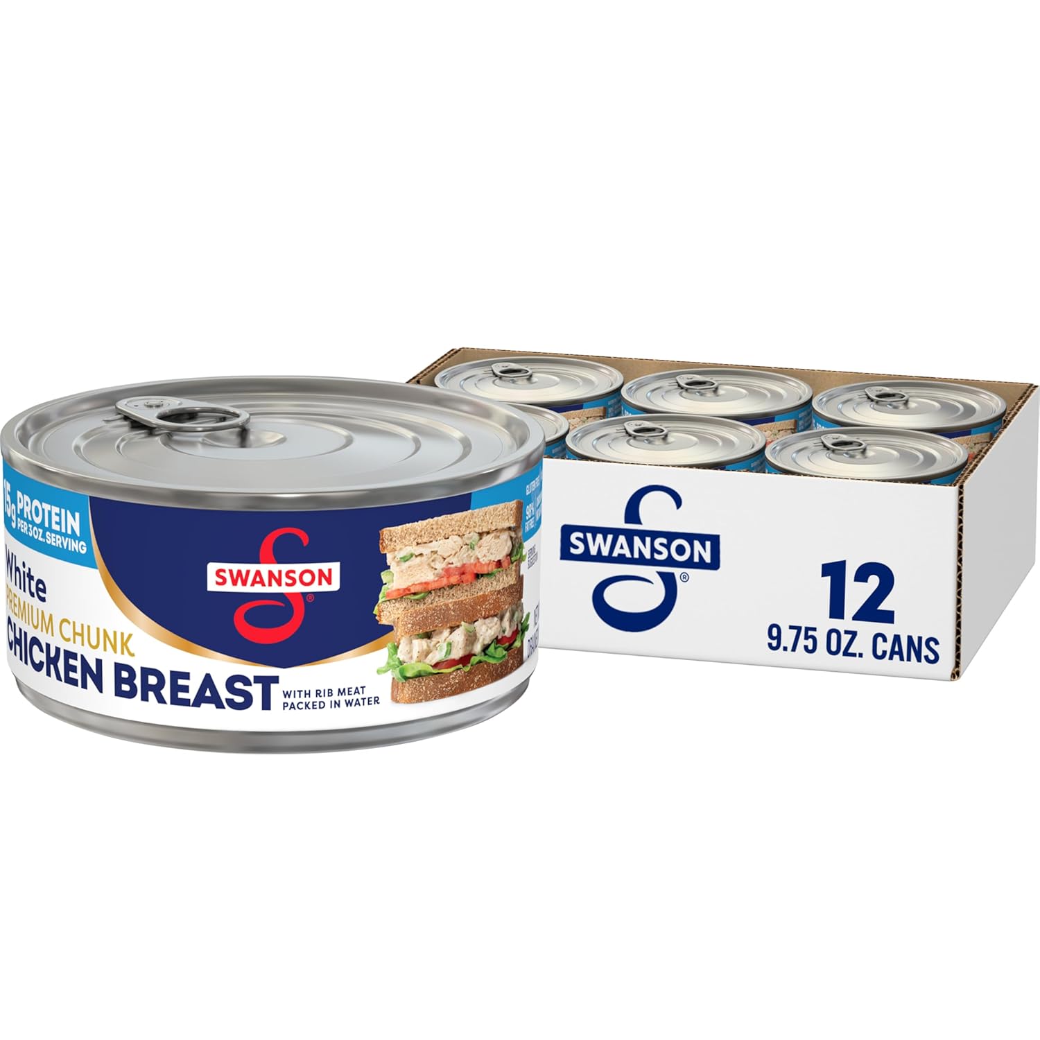 Swanson White Premium Chunk Chicken Breast in Water, 12 Pack