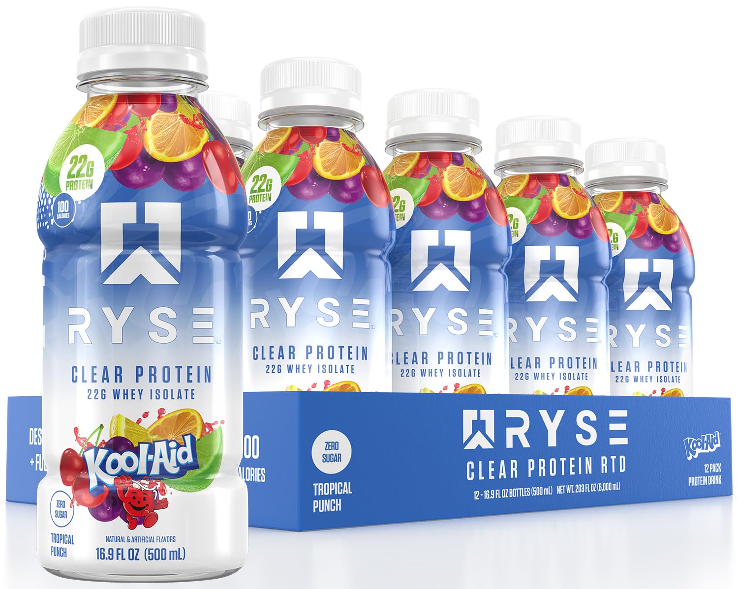 RYSE Clear Protein Shake - Tropical Punch - 22g Protein Drink