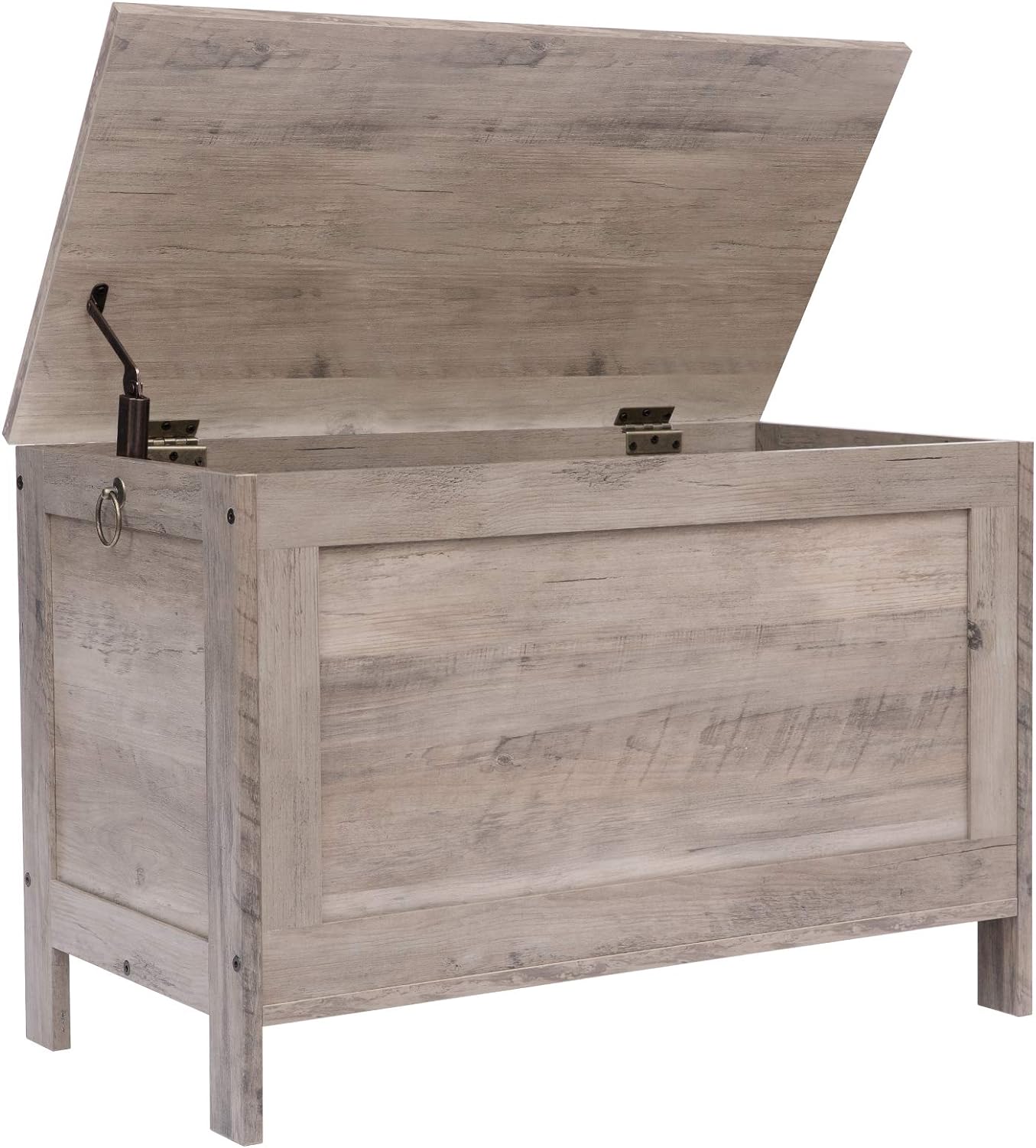 HOOBRO Toy Box with Retro Wooden Look and Safety Hinge Design