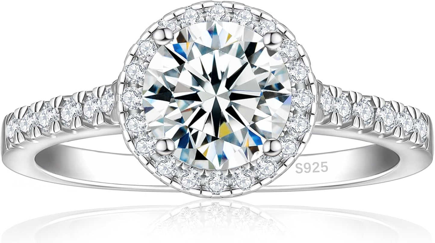 Elspeth 925 Sterling Silver Engagement Ring with Cubic Zirconia