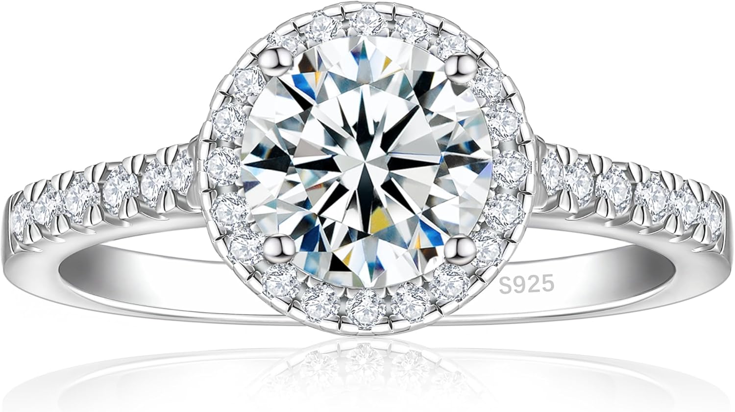 Elspeth 925 Sterling Silver Engagement Ring with Cubic Zirconia
