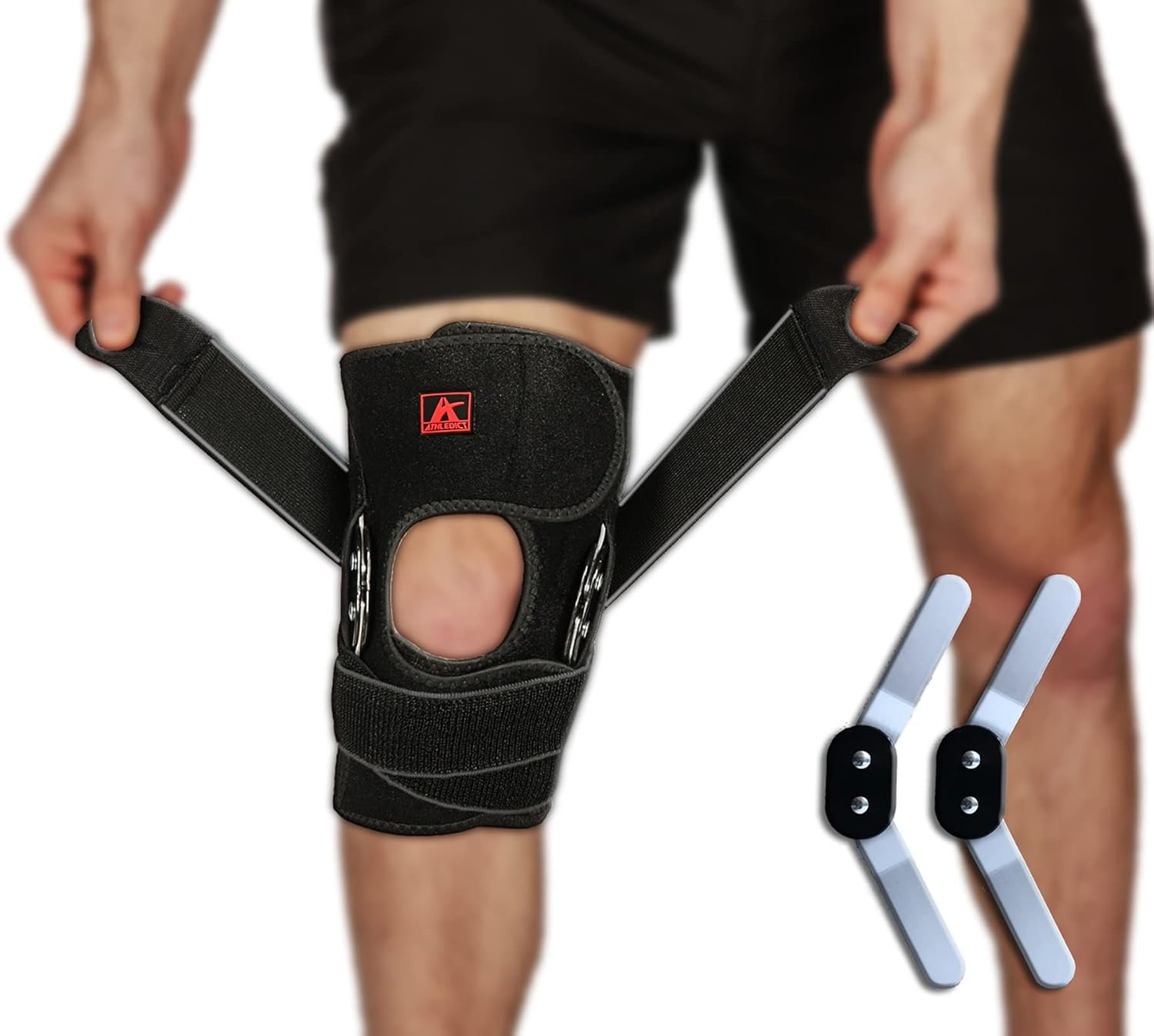 Hinged Knee Brace Support with Strap & Stabilizers for Pain Relief