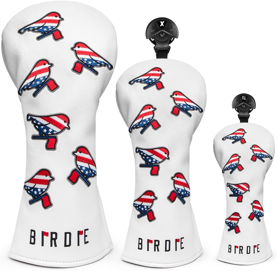 Golf Head Covers with USA American Flag Birdie Design for Clubs