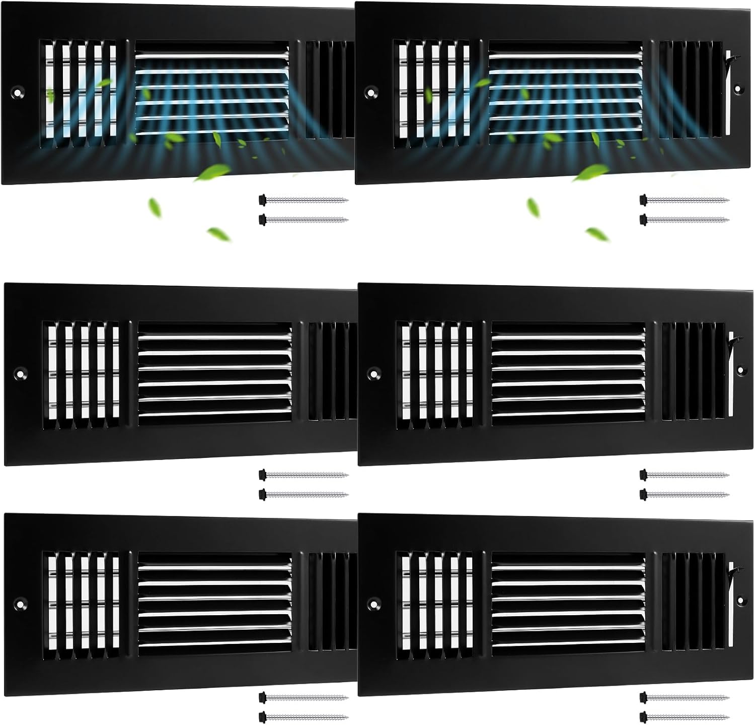 6 Pcs Black 12 x 4 Inch Air Ceiling Vent Covers for Home