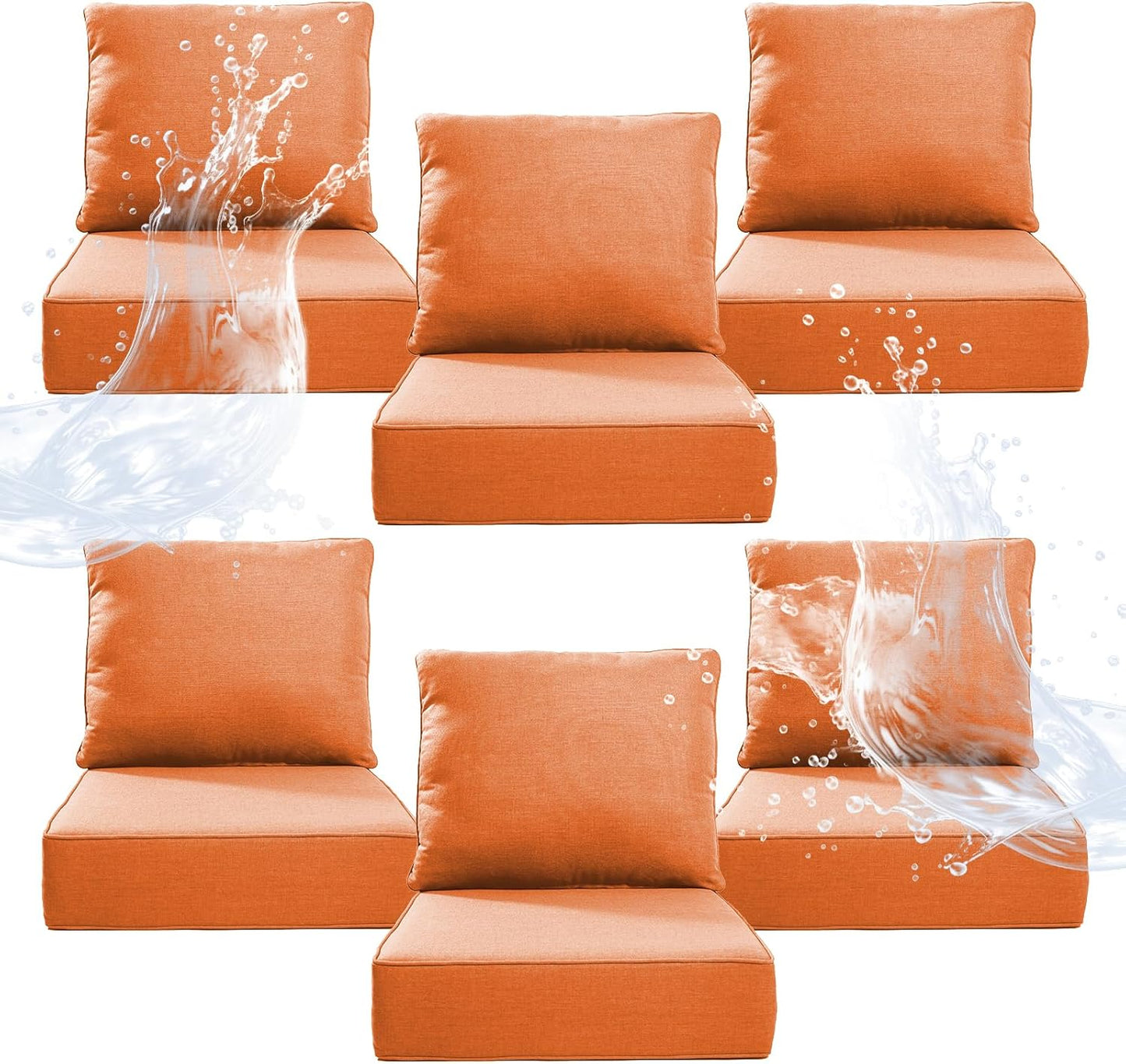 Artfurniz 6in Thicker Outdoor Chair Cushion Set - Orange
