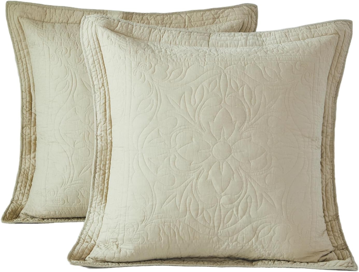 WINLIFE 100% Cotton Quilted Euro Sham Covers for Stylish Bedding