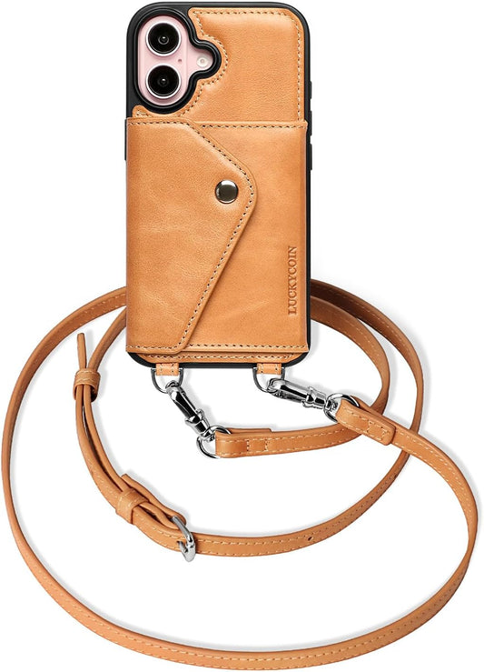 LUCKYCOIN iPhone 16 Leather Wallet Case for Fashionable Women