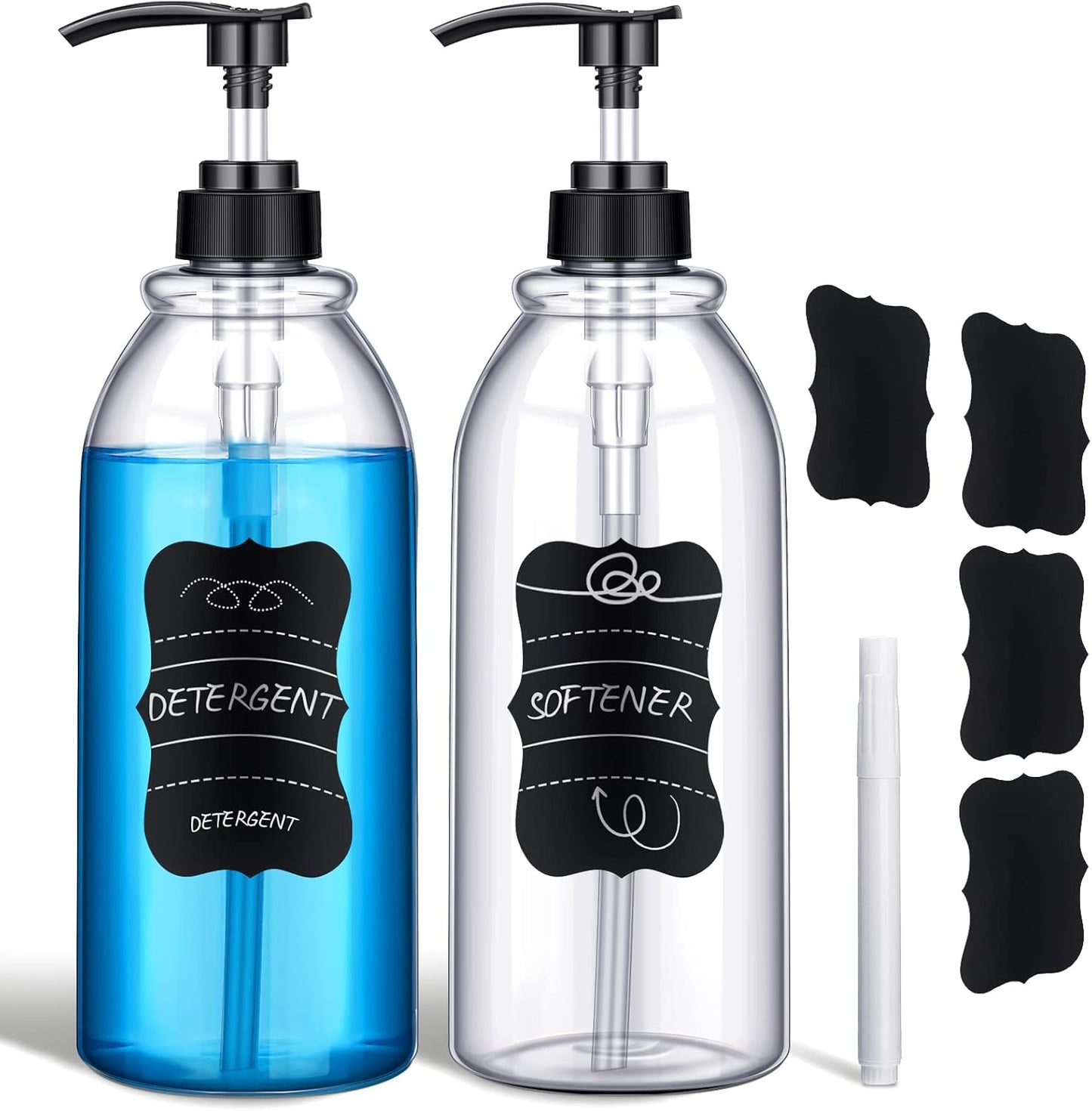 Cunhill 2 Pack Clear Pump Bottles - Refillable Shampoo Dispenser