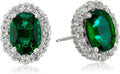 Sterling Silver White Sapphire Halo Oval Stud Earrings - Elegant Gift