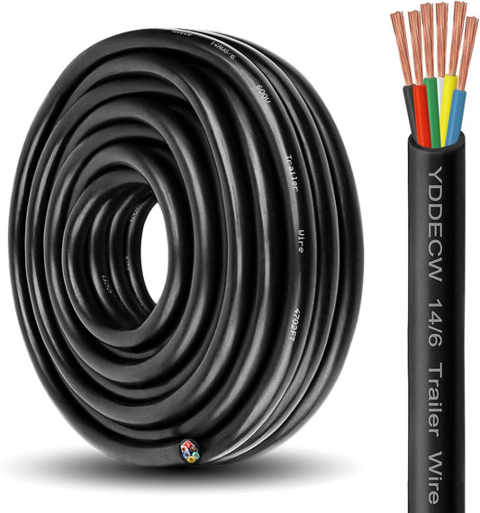 6 Way Trailer Wire 14 Gauge Heavy Duty 30FT Copper Cable