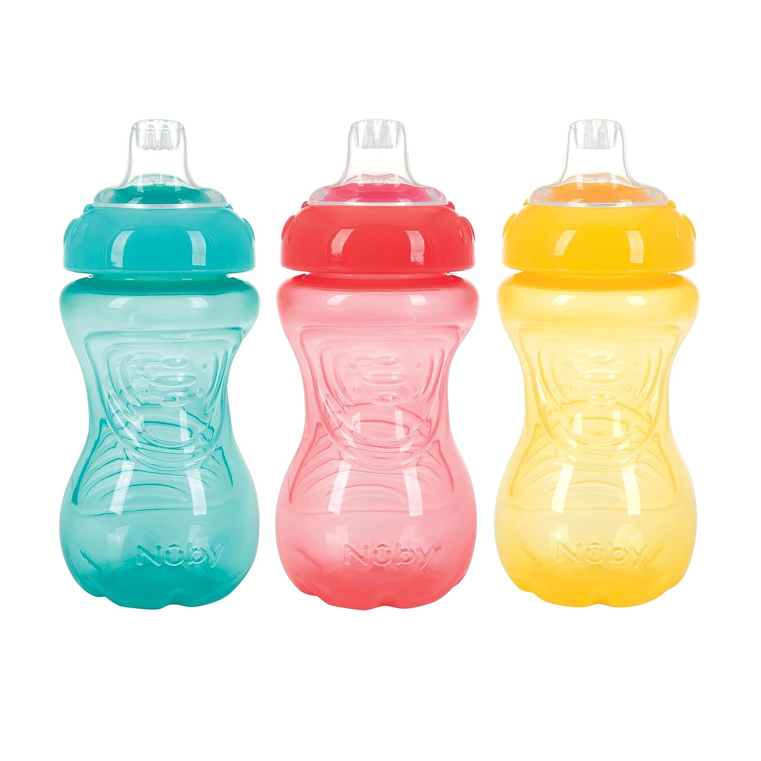 Nuby 3 Pack No-Spill Toddler Sippy Cups - Easy Grip & Spill-Proof!