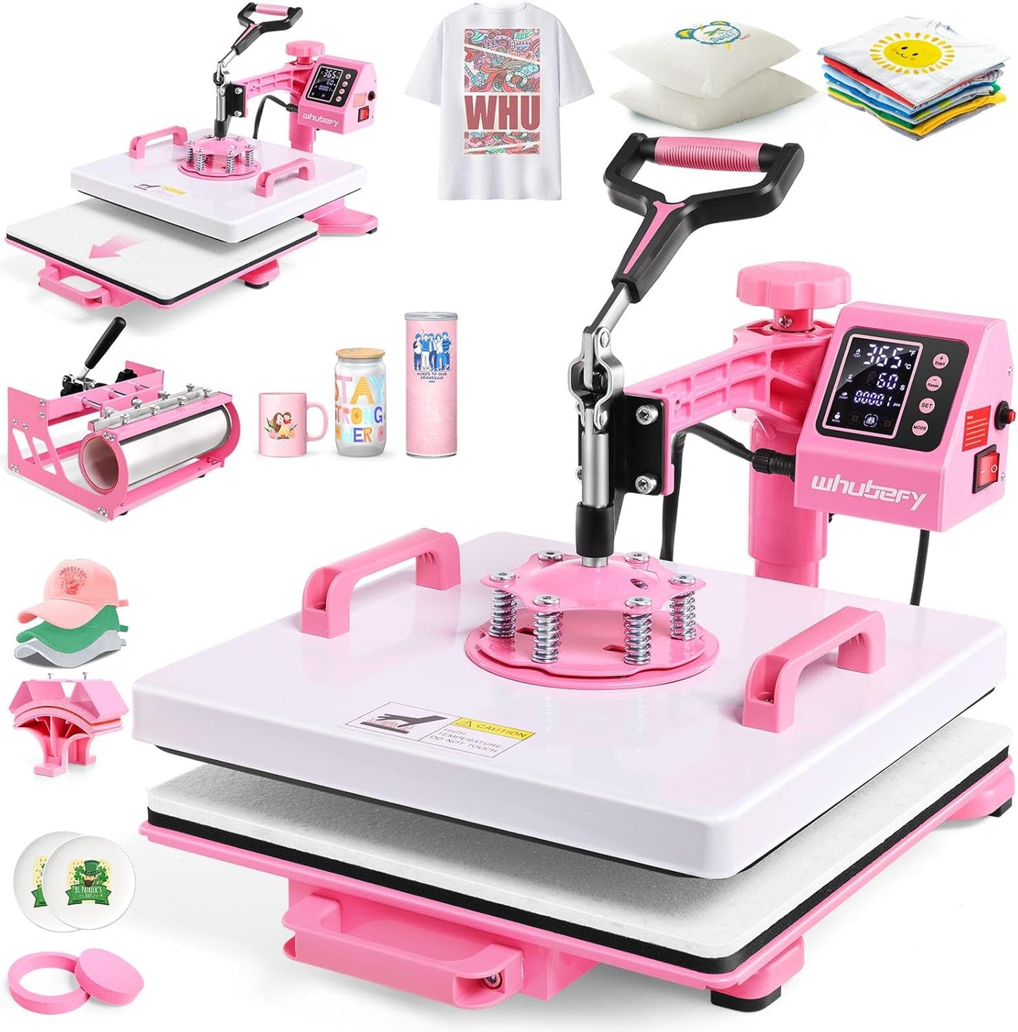 Whubefy 15x15 Heat Press 5 in 1 for T-Shirt and Tumbler Printing