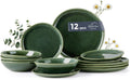 12pc Ceramic Dinnerware Set for 4 - Handmade Reactive Glaze Plates