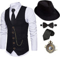 1920s Mens Fedora Hat and Gatsby Vest Set - Complete Gangster