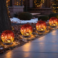 Solar Globe Lights Outdoor 4 Pack - Longer Run Time, Crackle Glass