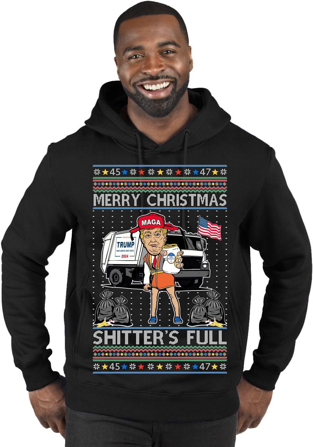 Trump Ugly Xmas Hoodie - Premium Festive Fun!