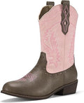 Rollda Kids Cowboy Boots Western Round Toe Cowgirl Boots - Durable