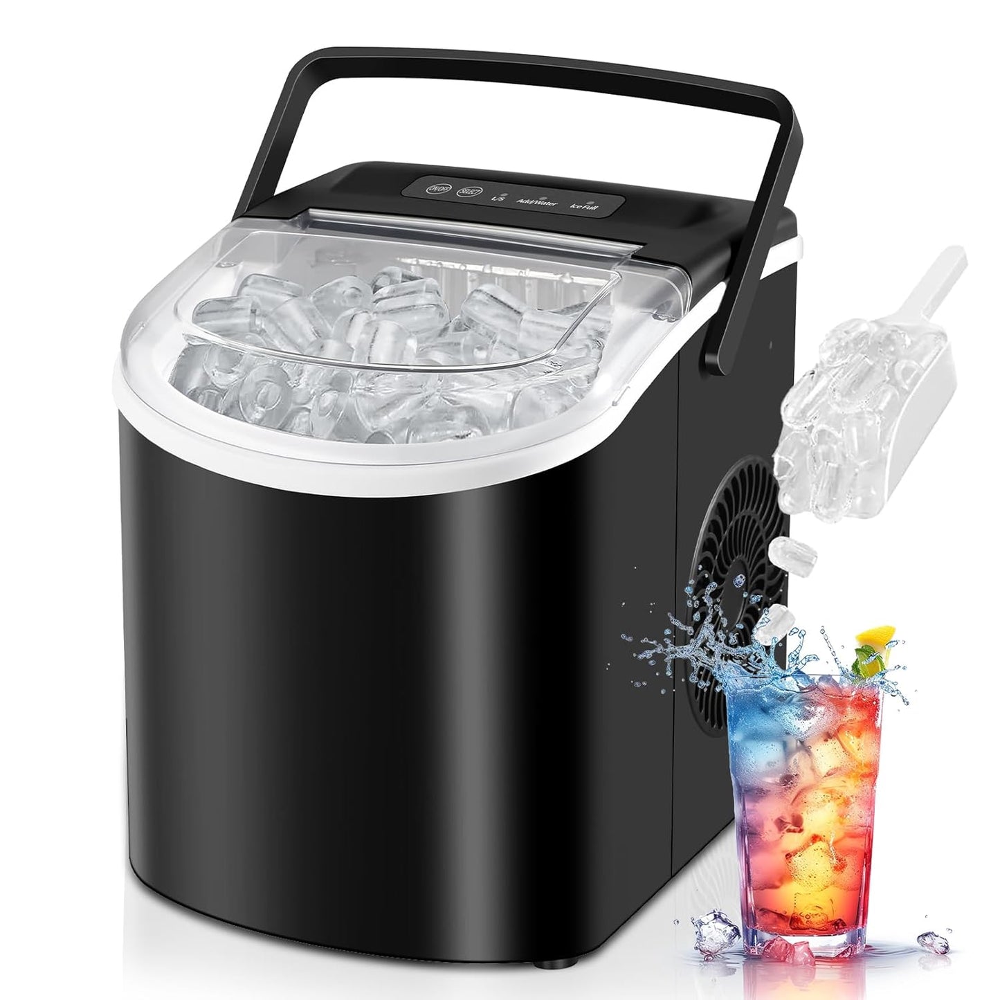 HAILANG Portable Self-Cleaning Ice Maker - 26lbs in 24Hrs, 2 Sizes Ice, Fast & Convenient!
