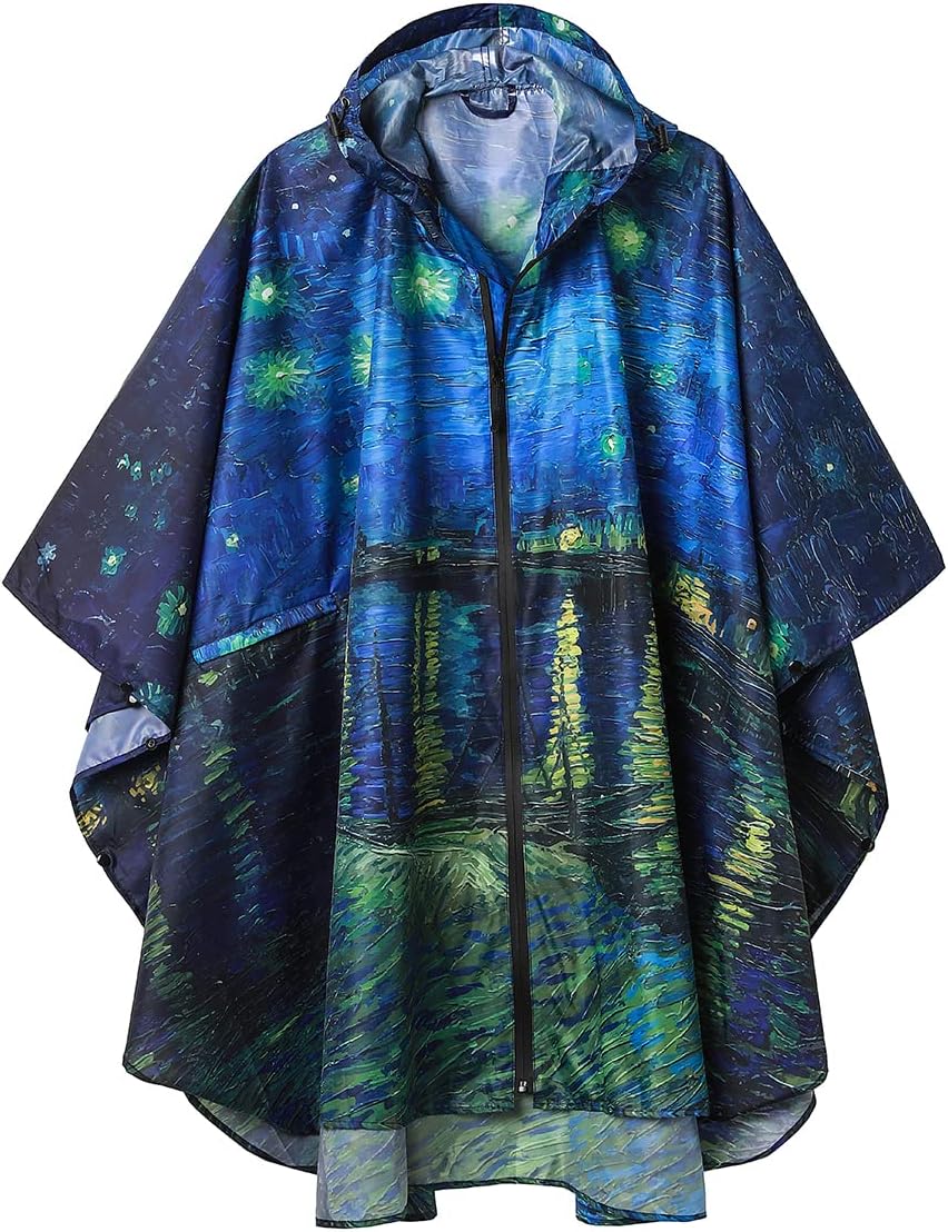 SaphiRose Rain Poncho Jacket for Adults with Pockets and Hood