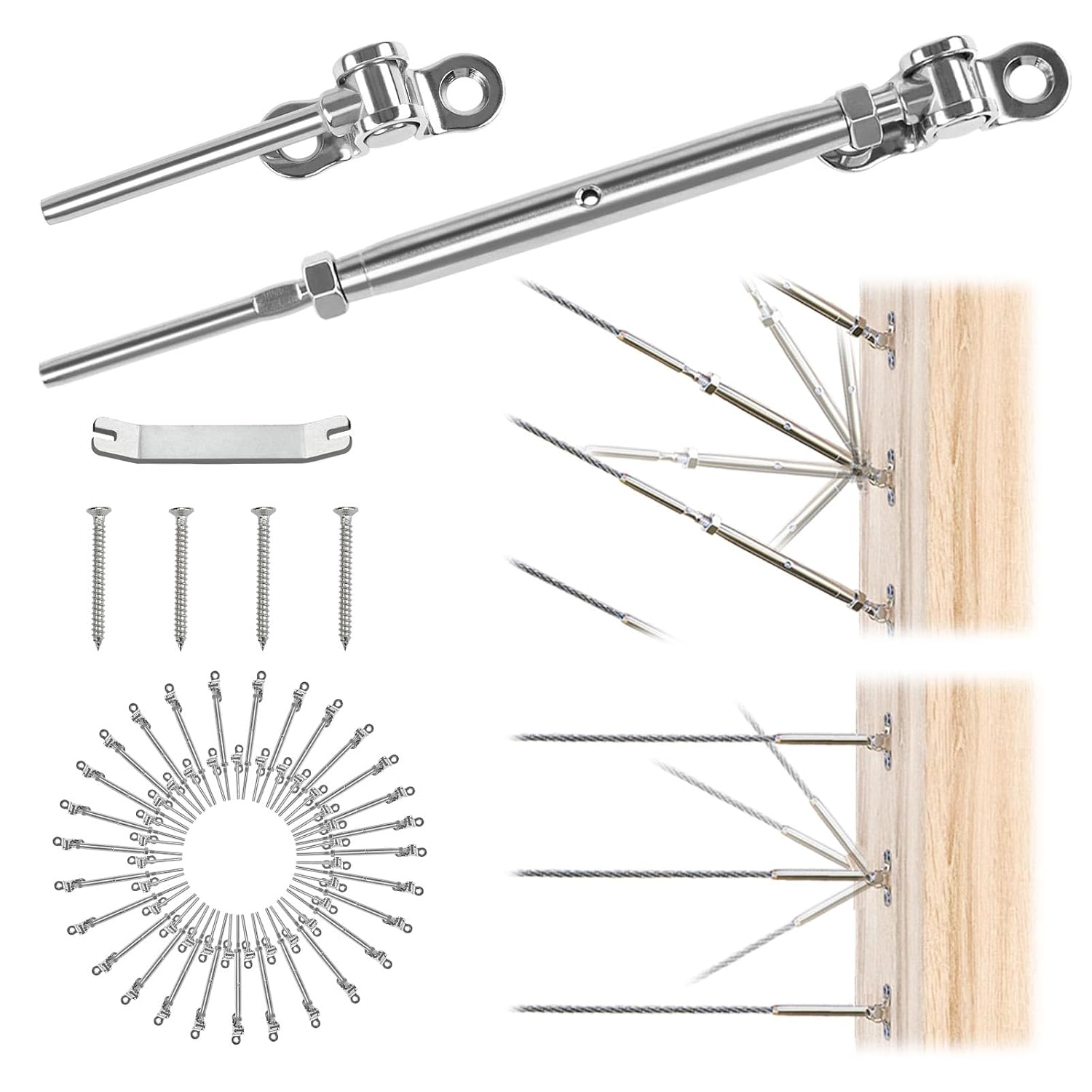 Muzata 30 Pairs 1/8in Cable Railing Hardware Kit for Decks