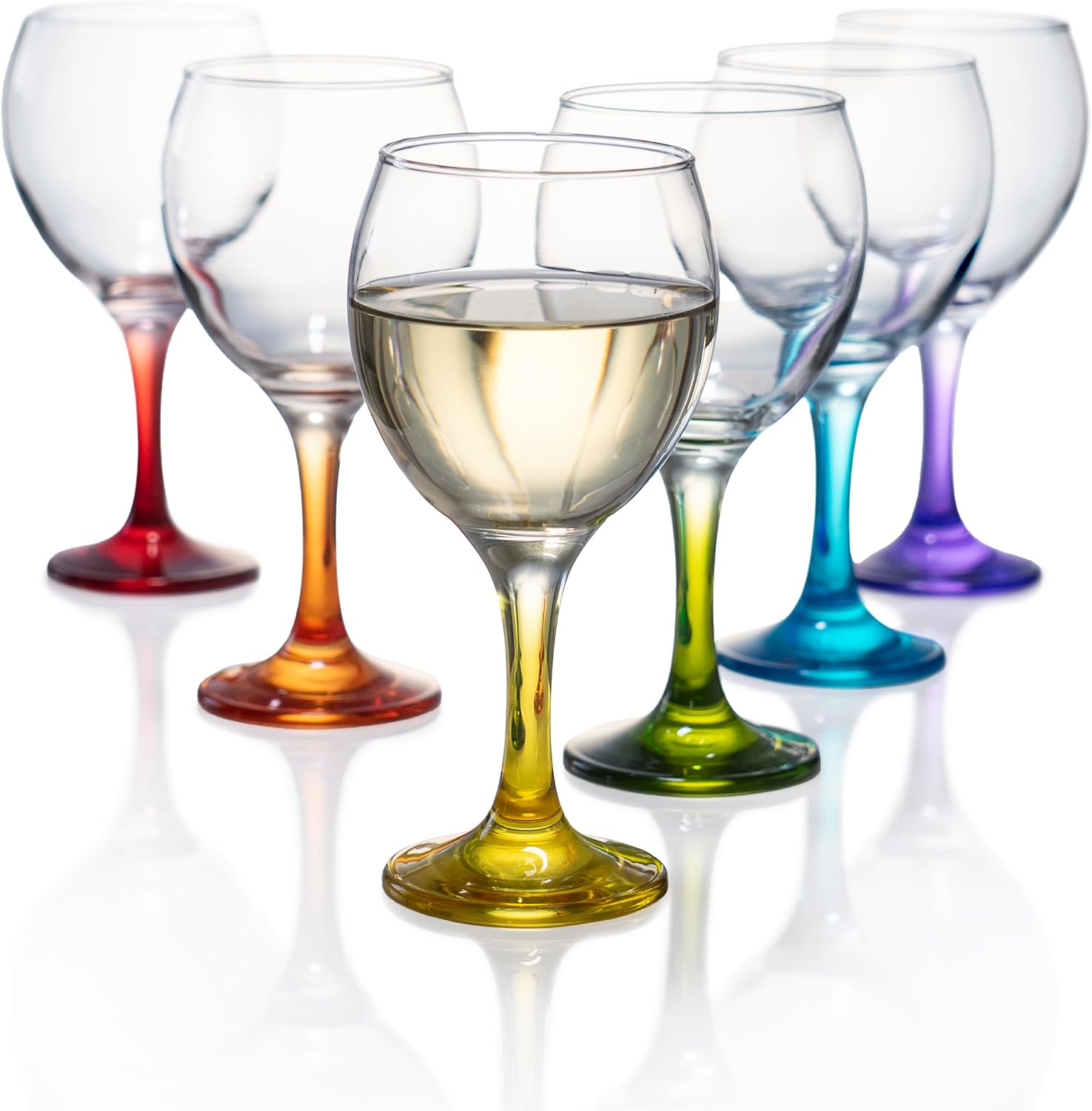 Orion Multi Colored Party Stemmed Wine Glasses by Red Co 6ft