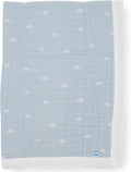 Blue Rainbow Newborn Receiving Quilt - 4-Layer Muslin Comfort