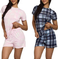 Womens Short Sleeve Pajama Short Set 2-Pack - Soft Lightweight Lounge