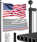 SCWN 20 FT Sectional Aluminum Flag Pole for Outside - Heavy Duty Black