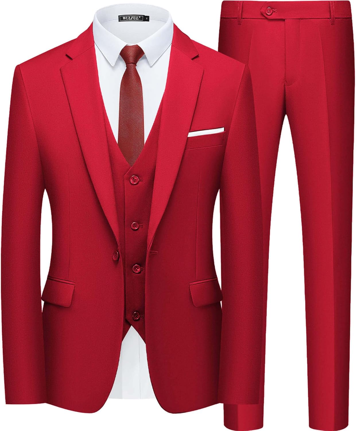 WULFUL Mens Slim Fit Suit for Weddings, Parties, and Business