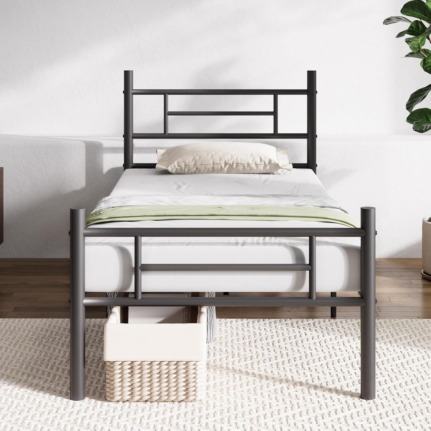 Novilla Twin Bed Frame with Headboard and Footboard for Storage